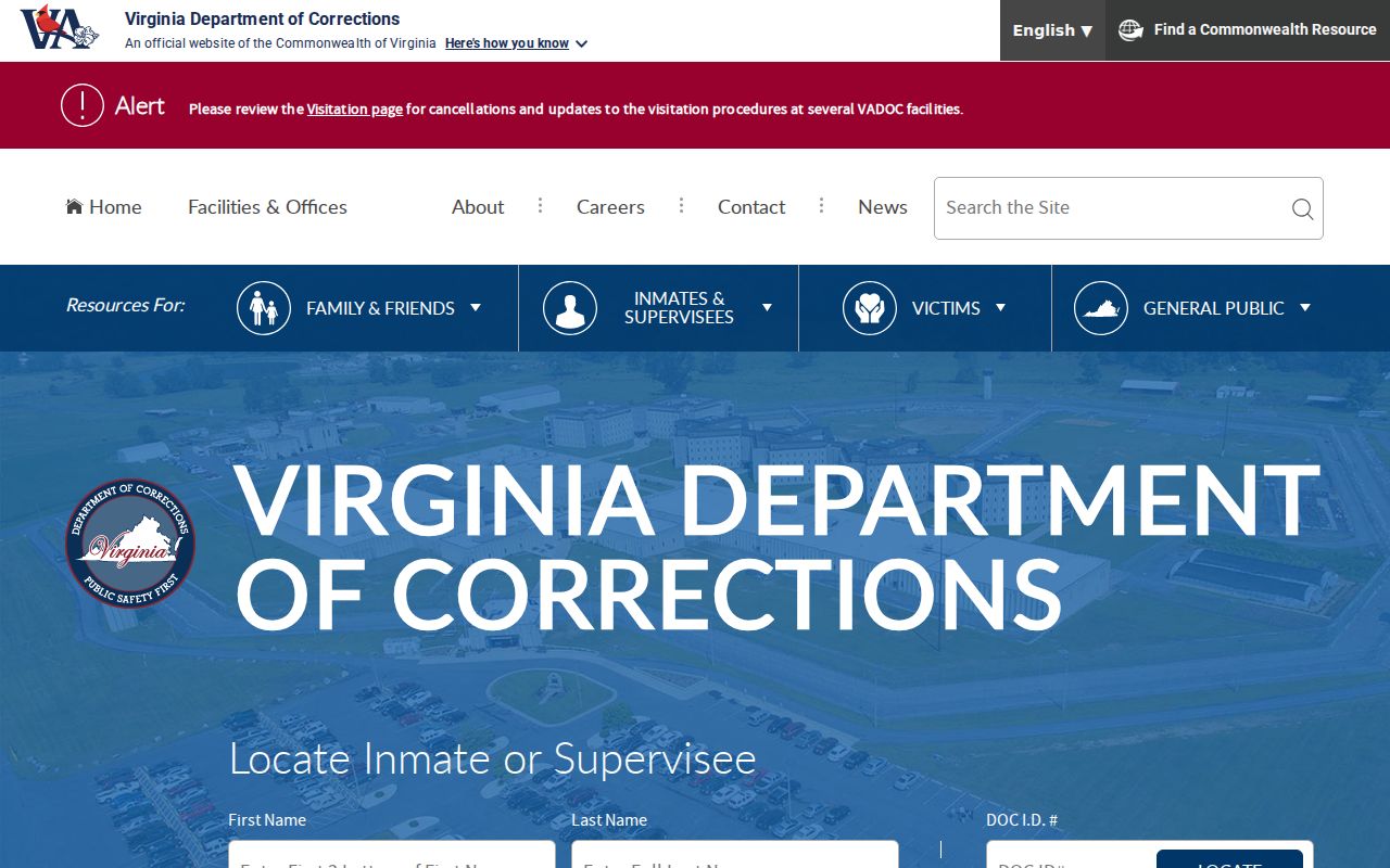 Leesburg residents directory Virginia DOC locator screen