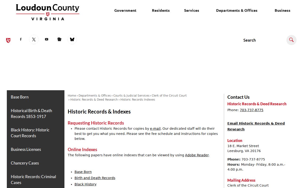 Leesburg previous residents research using Loudoun historic records indexes