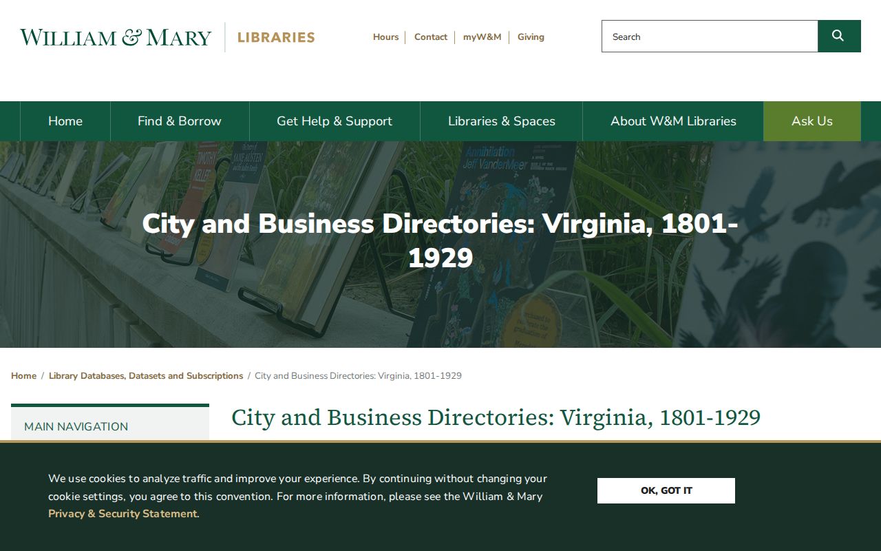Leesburg city directory research at the Virginia directory collection landing page